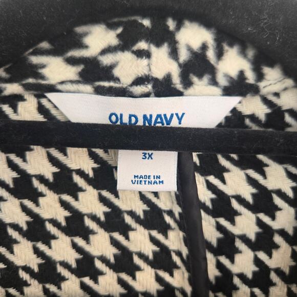 Old Navy Women's 3X Black & White Houndstooth Overcoat Button Up Long Cardigan - Picture 4 of 7